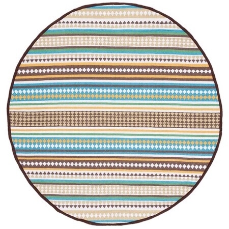 Safavieh 6 x 6 ft. Montauk Bohemian Hand Woven Round Rug; Light Blue & Ivory MTK451L-6R